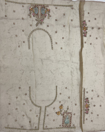 Dusty Rose Designer Saree with Patch Embroidery, Dori Work, Zari and Zircon Diamond Embellishments