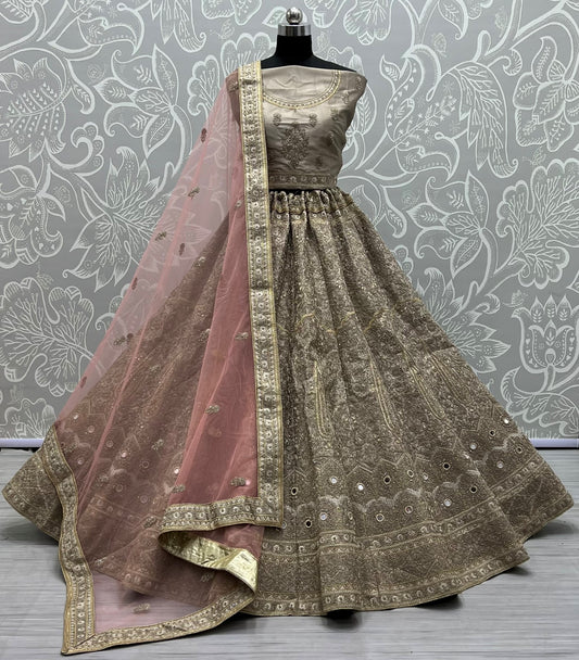 Tone to tone handwork look dori embroidered exclusive collection of Chicku Lehengacholi