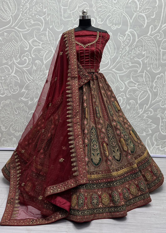 Designed Embroidered Patch and Multi thread work Lehengacholi