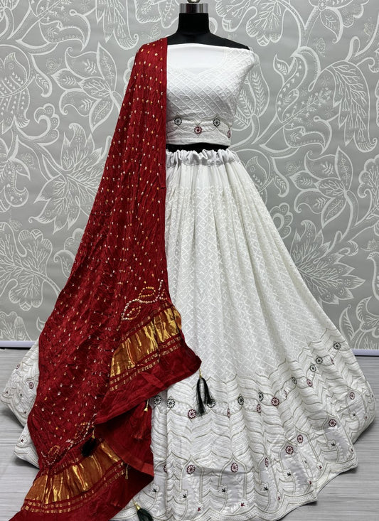 Lakhaanvi Cotton Thread work Lehenga with Pure Bandhej Dupatta