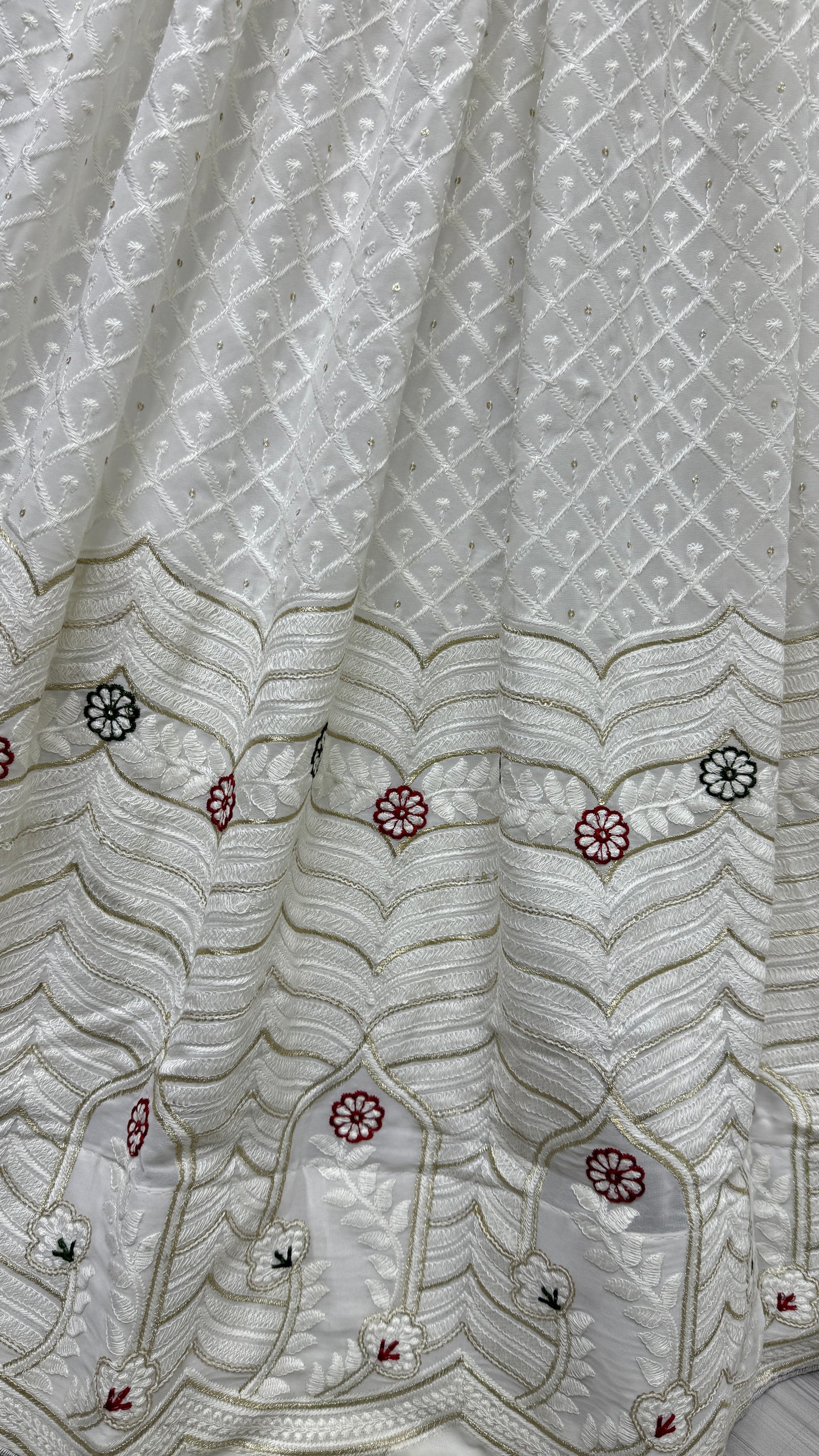 Georgette fabric cotton thread work Lehengacholi with pure Bandhani dupatta