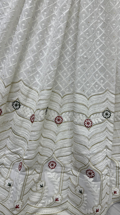 Georgette fabric cotton thread work Lehengacholi with pure Bandhani dupatta